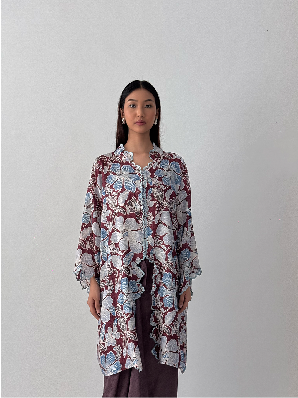 Khadeeja Kebaya Labuh in Maroon