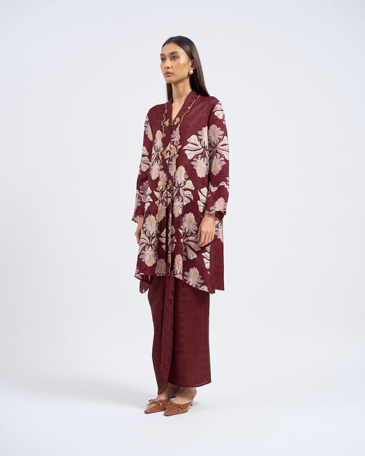 Aria Kurung Panjang in Maroon