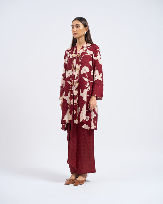 Aria Kurung Panjang in Maroon
