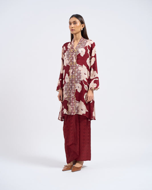 Aria Kurung Panjang in Maroon