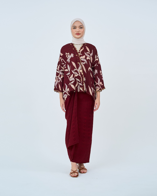 Malika Kurung Kimono in Maroon