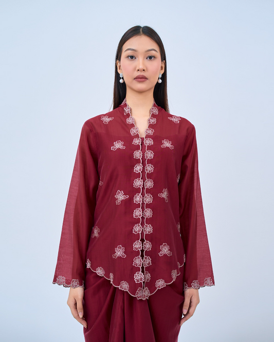 Laras Sutra II Cotton Set  in Maroon