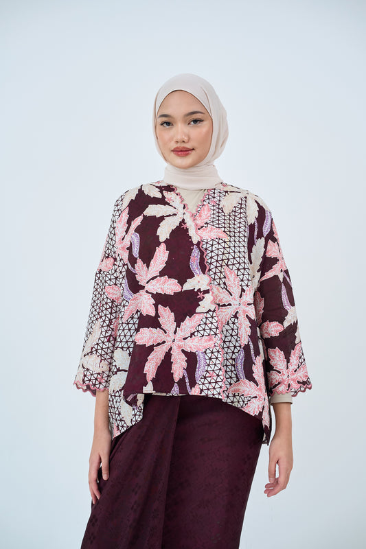 Malika Kurung Kimono in Burgundy