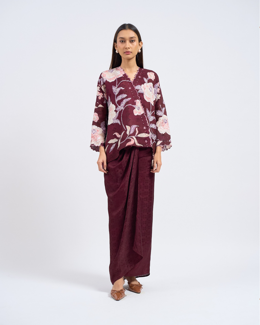Malika Kurung Kimono in Burgundy