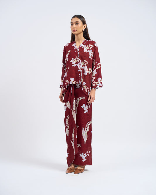 Malika Kurung Kimono in Maroon